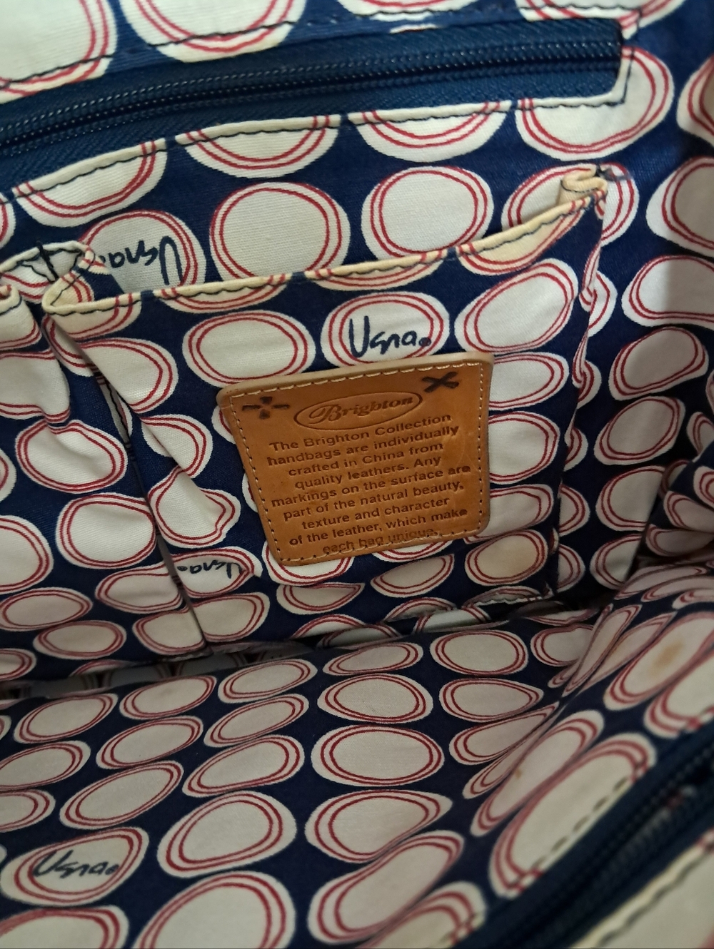 Rare Classic Brighton Vera Neumann Nautical Navy Tote w/ Red & White Fish EUC - Picture 12 of 15